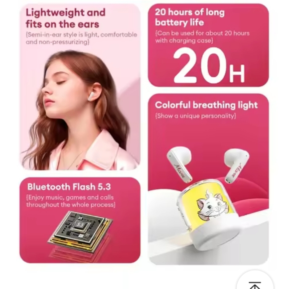Disney The Aristocats Cat Marie Wireless Earbuds Headphones - Picture 3 of 13